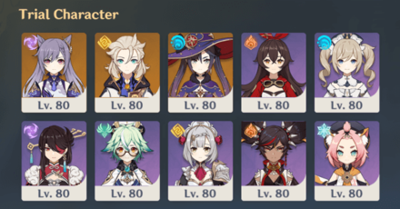 Genshin - Battlefront Trial Characters