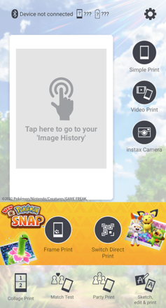 New Pokemon Snap - instax mini Link App Screen