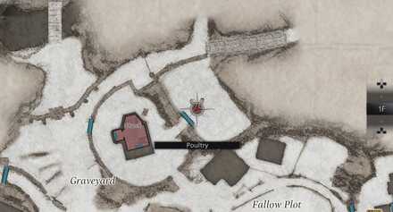 Resident Evil Village Large Crystal Iron Insignia Doorway Behind the Church Map