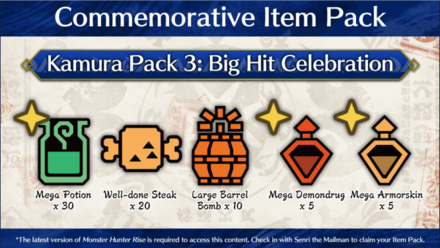 Monster Hunter Rise MH Rise Kamura Pack 3 Big Hit Celebration
