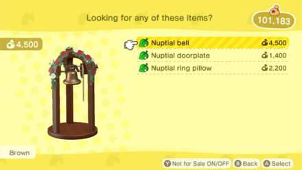 ACNH - Nuptial Bell on the Nook Shopping app