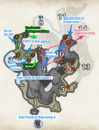 MH Rise - Lava Caverns Kamura Points Farming Route Upper Area