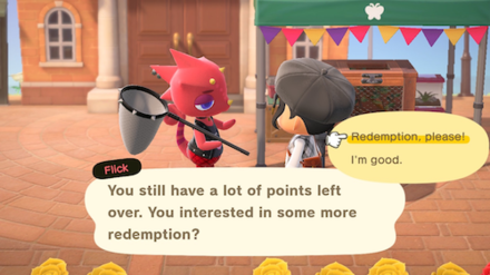 ACNH - Flick offers to redeem points