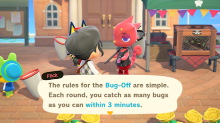 ACNH - Flick explains the rules of the Bug-Off in ACNH (Switch)