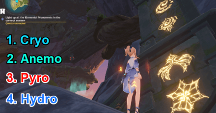 Genshin - The Winding Homeward Way Light Up All the Elemental Monument Order