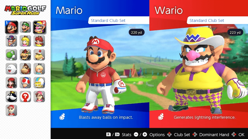 Mario Golf Character Selection