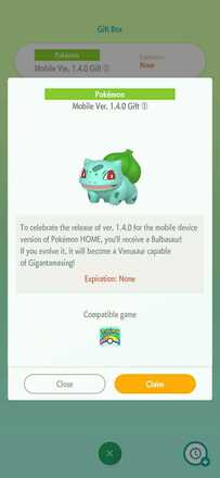 Pokemon Sword and Shield - Pokemon Home - Bulbasaur Mystery Gift