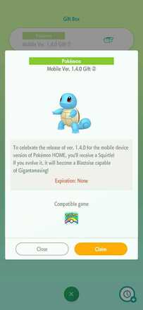 Pokemon Sword and Shield - Pokemon Home - Squirtle Mystery Gift