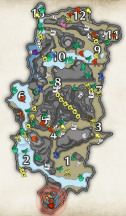 MH Rise - Shrine Ruins Endemic Life Map