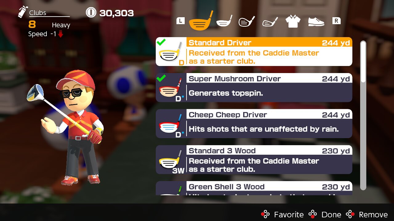 Mario Golf How Many Clubs