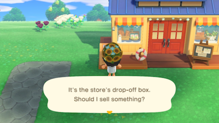 ACNH - A resident stands in front of the Drop-Off Box