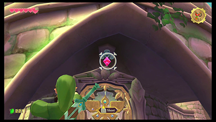 Shoot the Red Crystal with your Slingshot and enter Skyview Temple