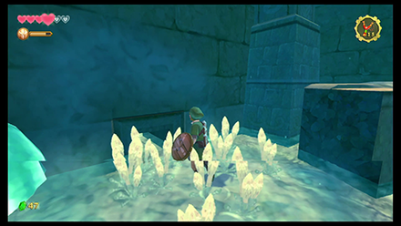 Crawl through the hole on the lower level to find the Red Crystal