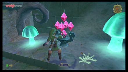 Head down the stairs then activate the Red Crystal