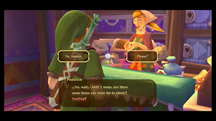 Zelda Skyward Sword HD - Item Check Crush Walkthrough - Talk to Peatrice