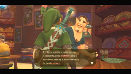 Zelda Skyward Sword HD - The Haunted Restroom Talk to Dovos