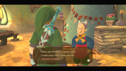Zelda Skyward Sword HD - The Haunted Restroom Talk to Henya