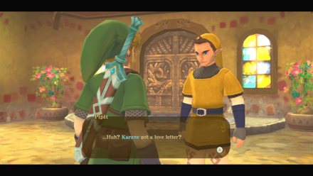 Zelda Skyward Sword HD - The Haunted Restroom Talk to Pipit