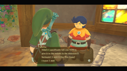 Zelda Skyward Sword HD - Talk to Cawlin the next day