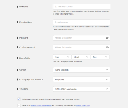 Pokemon UNITE - How to Create a New Nintendo Account - Fill in Information