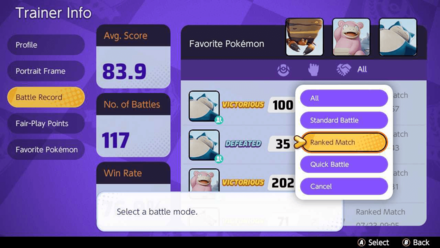 Pokemon UNITE - Filter View (Battle Record ).png