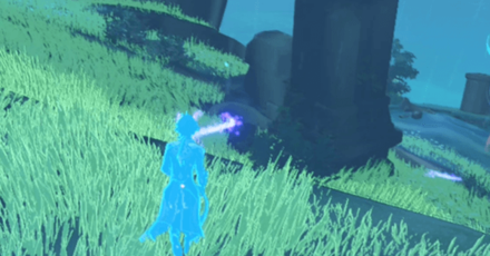 Genshin - Use your Elemental Sight and follow where the purple light leads
