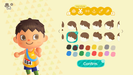 ACNH - Player changing their hairstyle and color