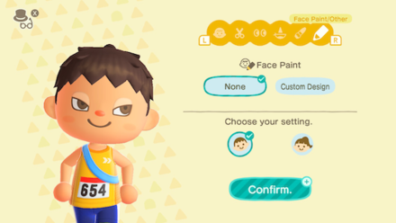 ACNH - Player putting on face paint