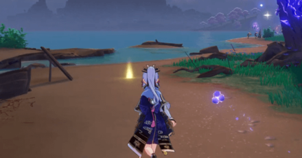 Genshin - The Gourmet Supremos The Seashore Strider - Place the bait near the Thunder Sakura