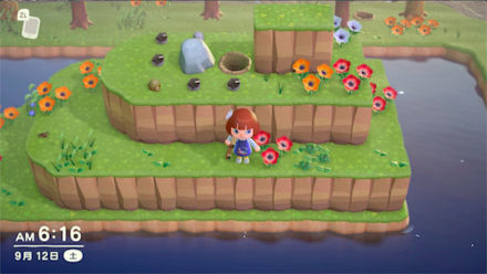 mystery tour island animal crossing ACNH - A resident stands in the island of dorsal-finned fish