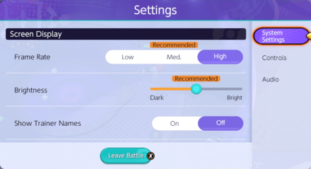 Pokemon UNITE - Settings Menu
