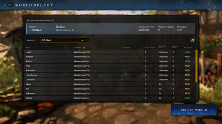 New World Select a World