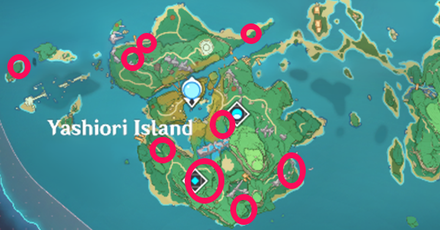 Inazuma - Yashiori Island Cuihua Wood Locations