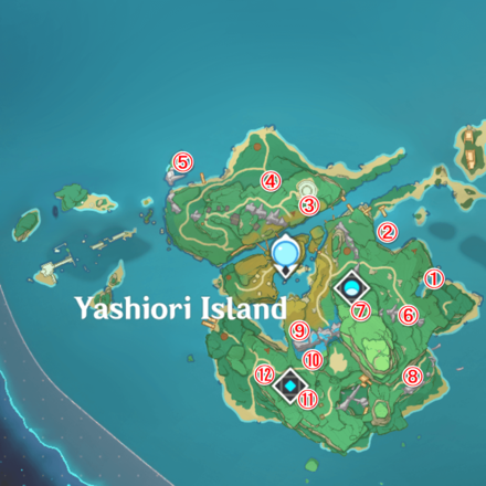 Genshin - Thunder Barrier Locations - Yashiori Island