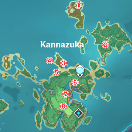 Genshin - Thunder Barrier Locations - Kannazuka