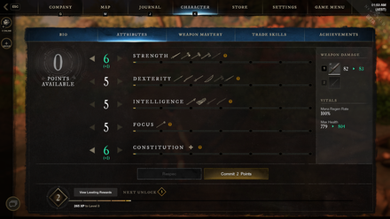 New World Levelling Attributes