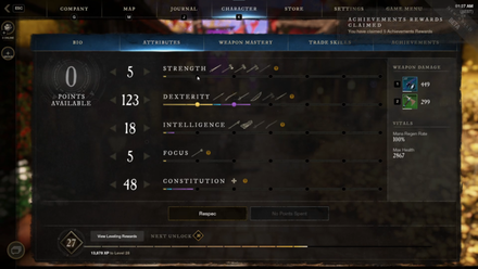 New World Attributes Menu