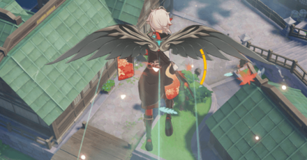 Genshin - Red Feather Fan Equipped