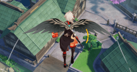 Genshin - Red Feather Fan Unequipped