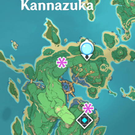 Inazuma - Kannazuka Island Large Rock Pile Locations