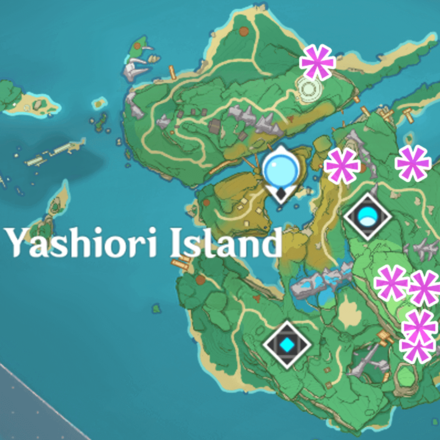 Inazuma - Yashiori Island Large Rock Pile Locations