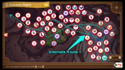 New Pokemon Snap - Badlands (Night) Alternate Route Map