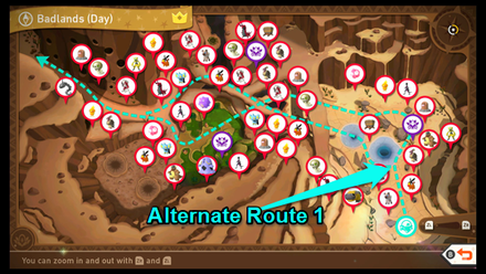 New Pokemon Snap - Badlands (Day) Alternate Route Map