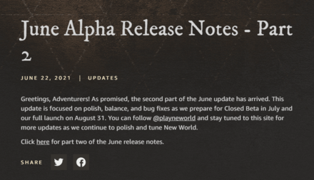New World - June Alpha Release Notes Part 2