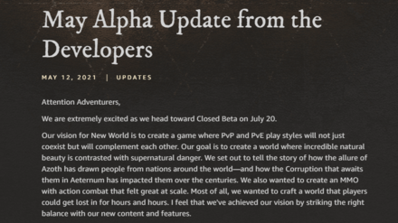 New World - May Alpha Update Release Date