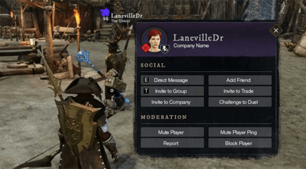 New World - Social Actions Menu
