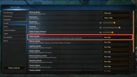 New World - Set Video Quality to Medium or High