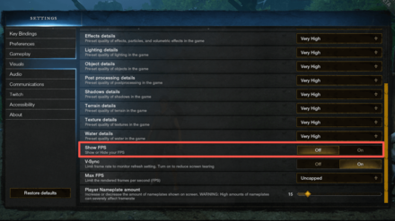 New World - Enable Show FPS