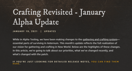 New World - Honing the Craft Update Release Date