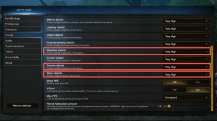 New World - Reduce Texture, Water, and Shadow Details